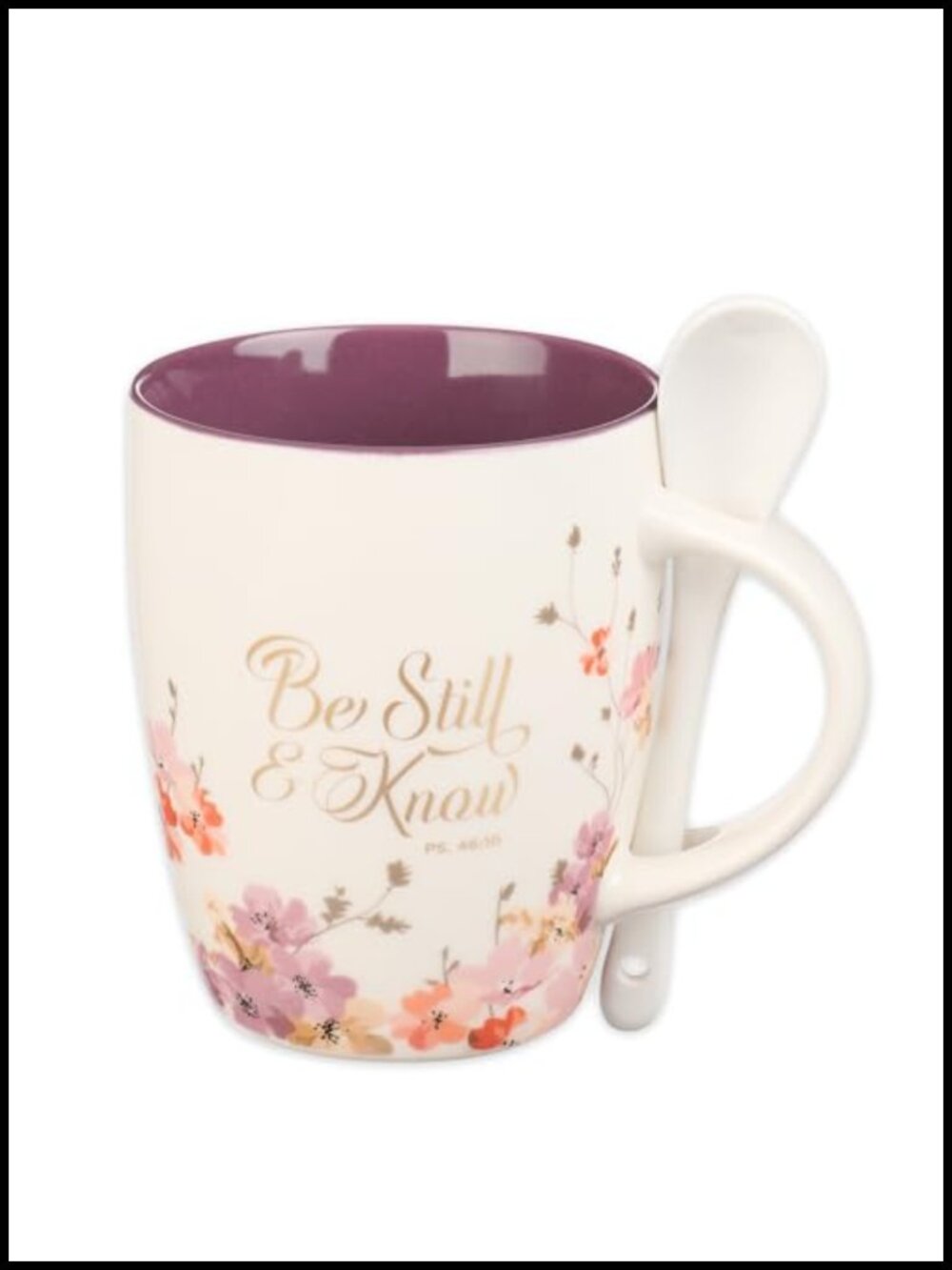 Christian Art Gifts Coffee and Tea Scripture Mug with Ceramic Spoon Set
